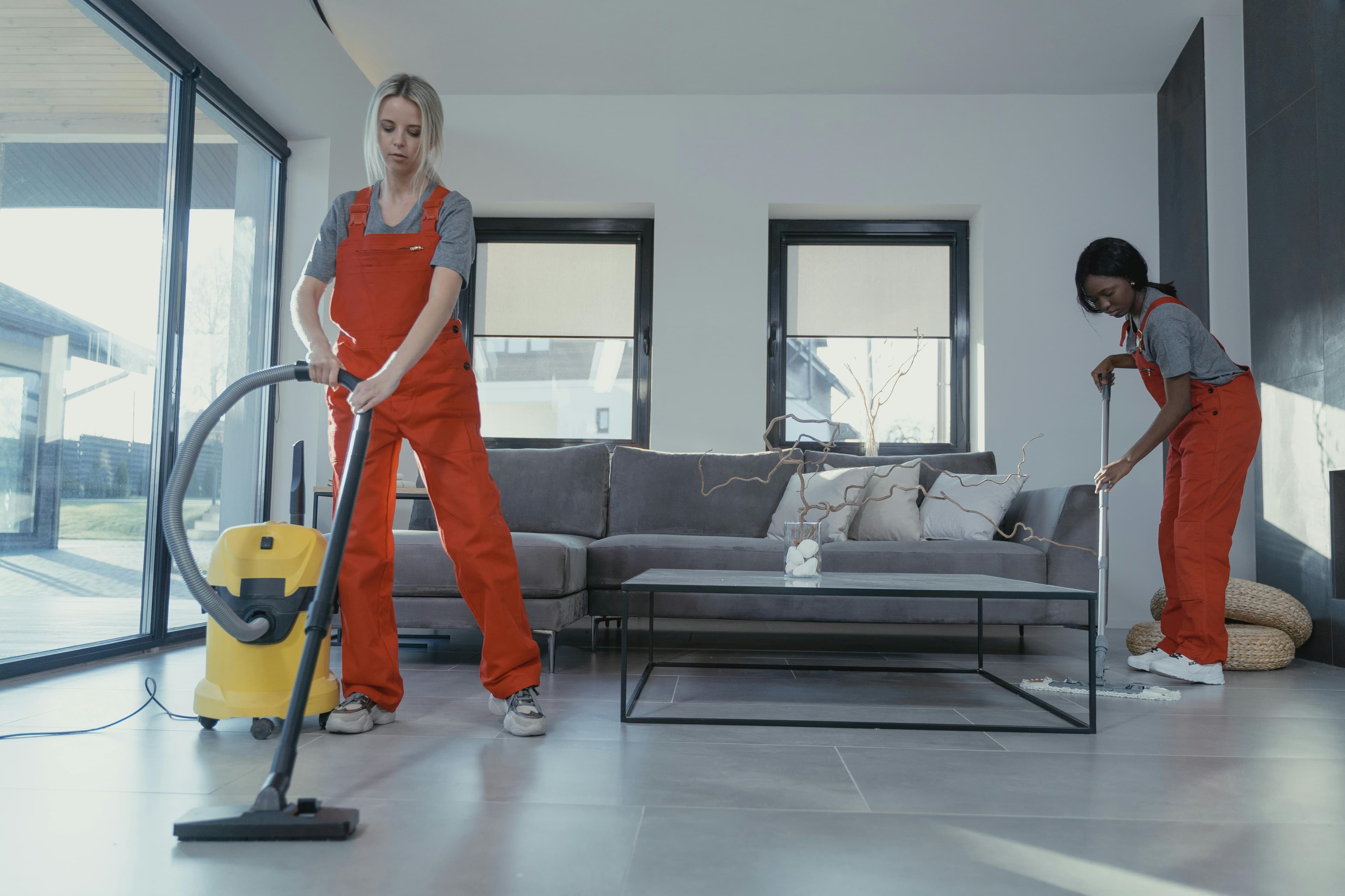 OCS team arriving on-site with professional cleaning equipment