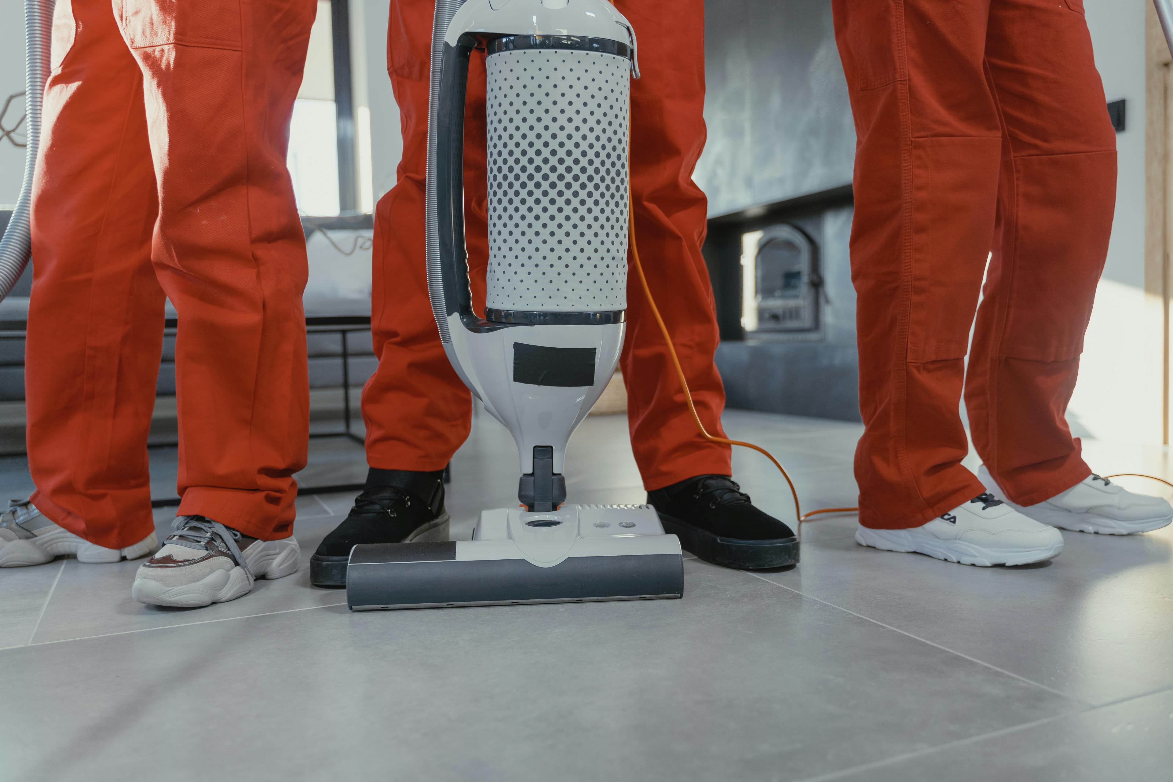 Professional cleaning crew working in a downtown Louisville office